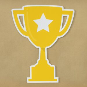 Golden trophy with star icon